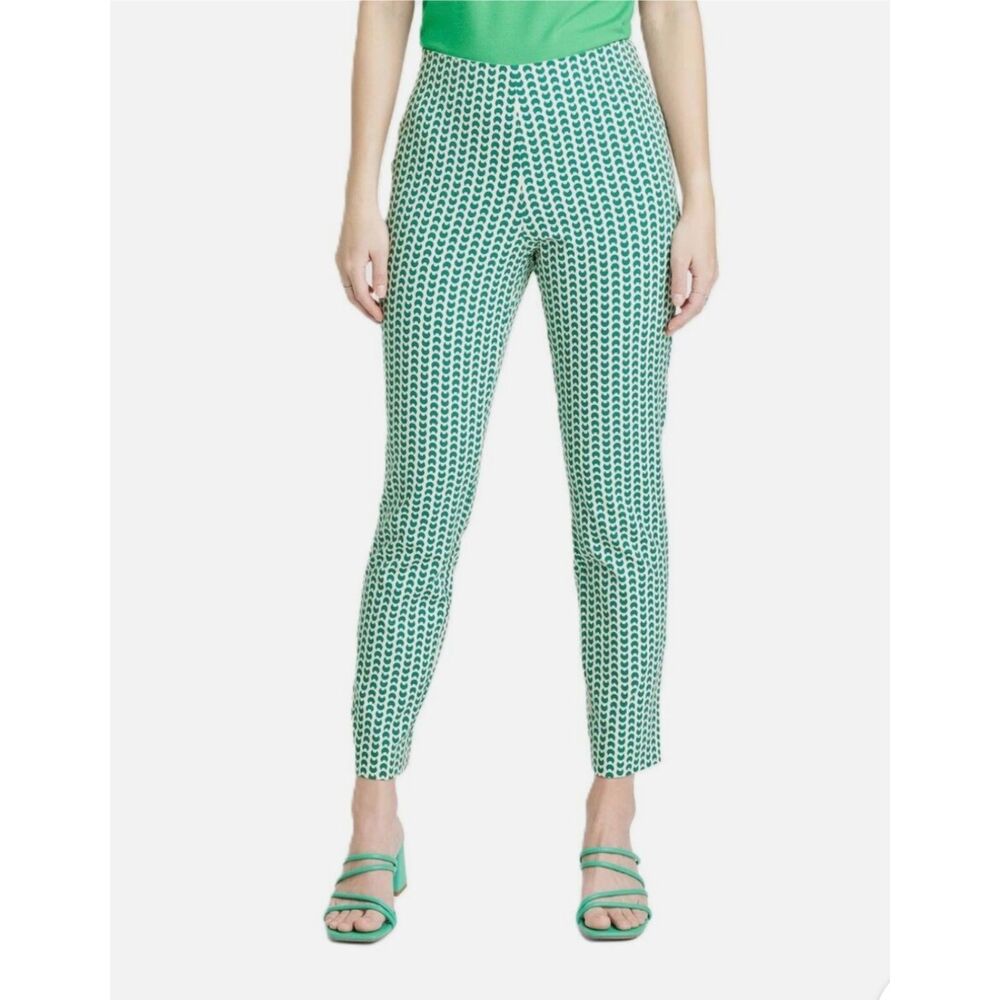 A new Day Green Patterned Slim Skinny Crop Pants Stretch High Waist Size 10 - Picture 3 of 15